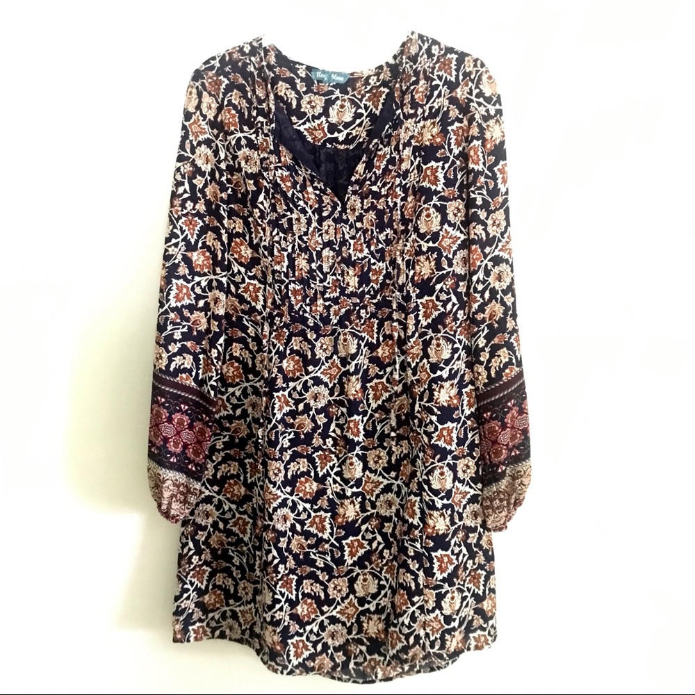 Boho patterned long sleeve dress